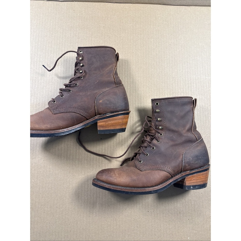 Santa Fe Boot Company Packer Logger Size 9 Work Lace Up Boots Brown Leather
